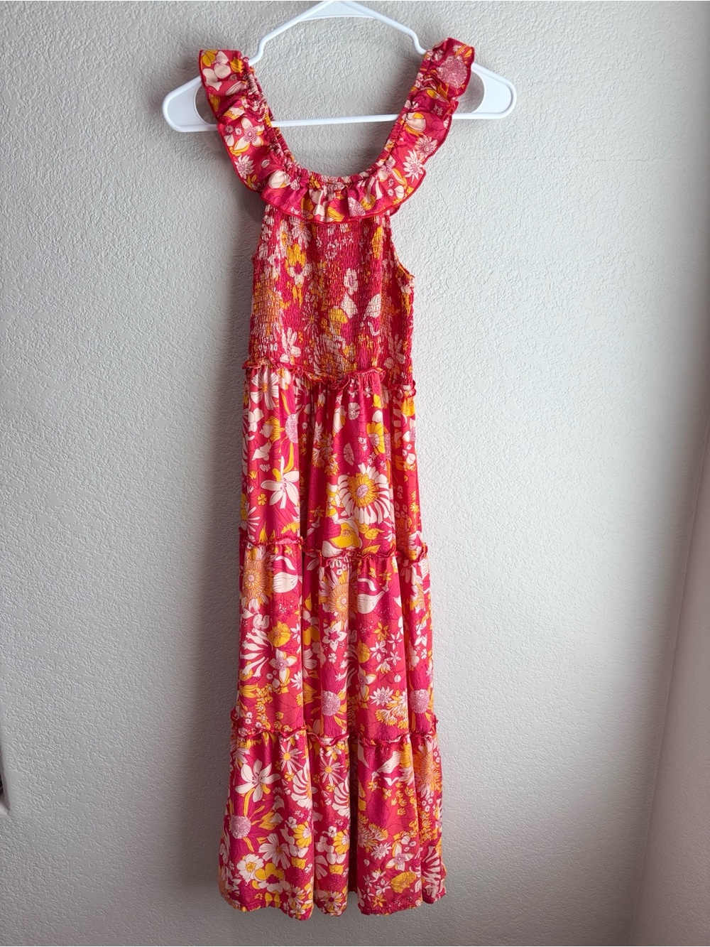 Anna-Kaci Smocked Floral Off The Shoulder Maxi Dress Boho Women’s Size Small